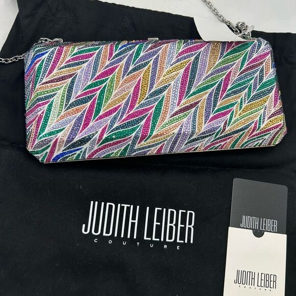 Women's Judith Lieber rectangular beach mural clutch bag detachable chain Italy - Picture 8 of 15